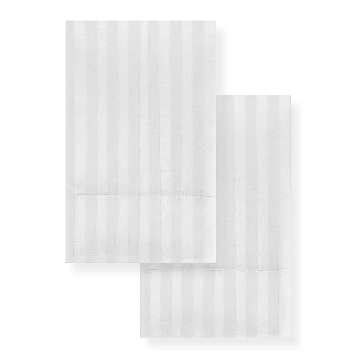 Fairview® T200 Blend, Standard Pillowcase, 21x30+10, White Woven Stripe